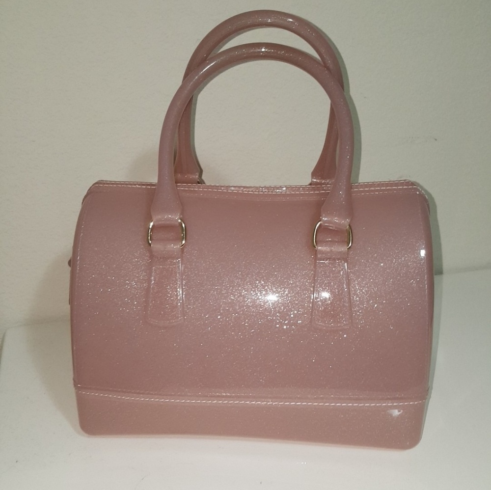 Pink glitter jelly handbag